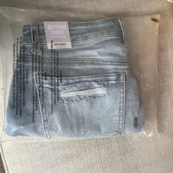 Wax Jeans Shorts Womens Médium Blue Denim Distressed Boyfriend Fit Casual Ladies - Picture 12 of 12